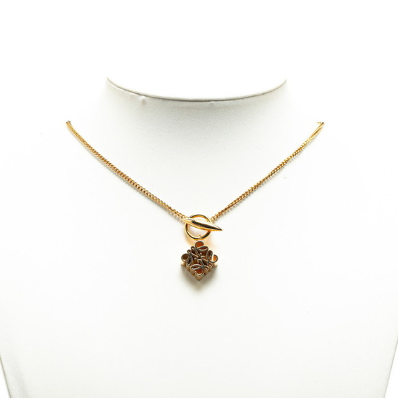 LOEWE Gold Plated Anagram Cube Chain Necklace - Picture 6 of 6